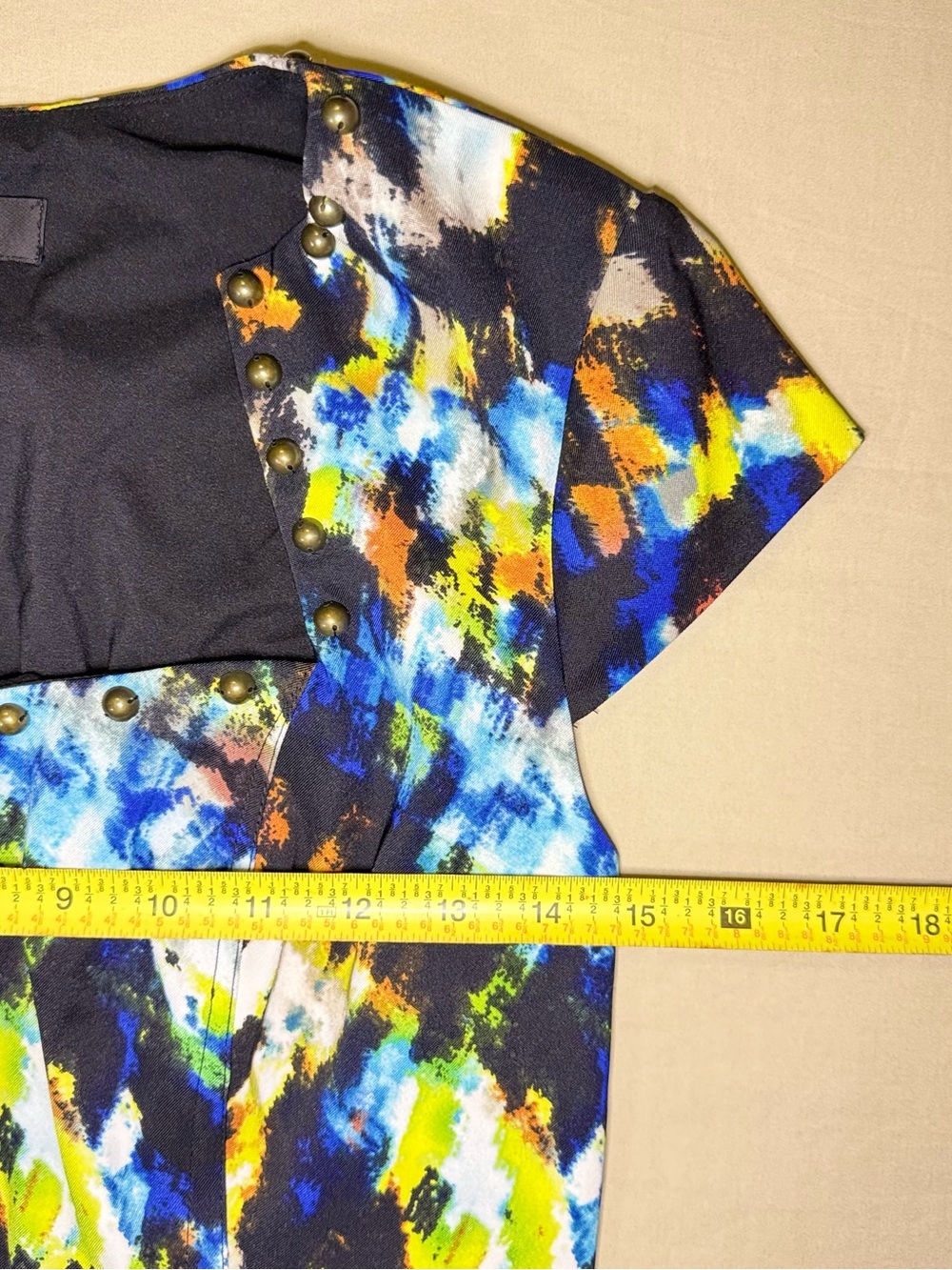 Nine West Abstract Print Stud Detail Dress Size 10 - Picture 9 of 11